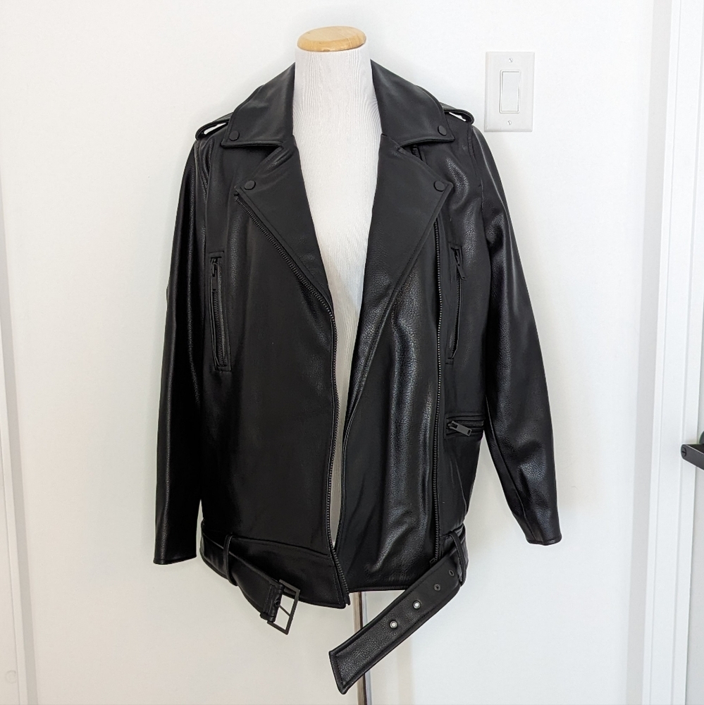 OAK + FORT Black Leather Jacket - Picture 3 of 4
